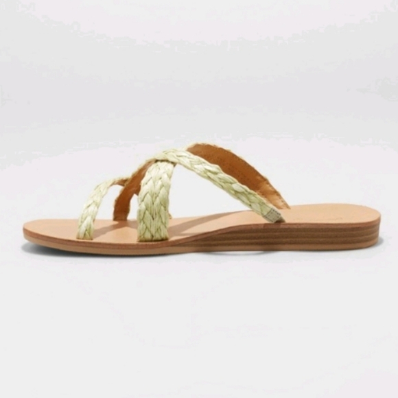 Universal Thread Opal Slide-on Braided Sage Green Flat Sandals Size 10 - Picture 2 of 9